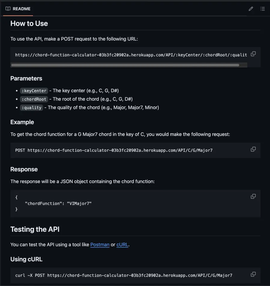 Chord Function API app preview