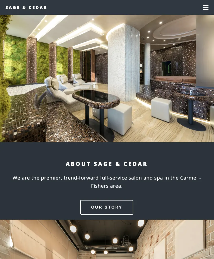 Sage and Cedar salon website preview